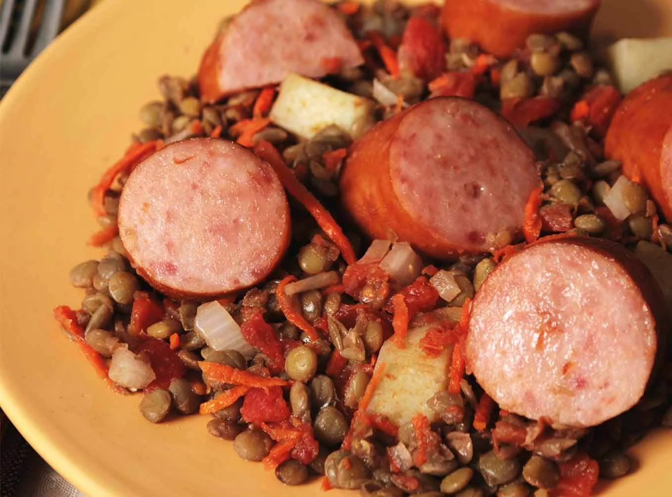 Baked Sausage with Lentils and Vegetables - Hillshire Farm®